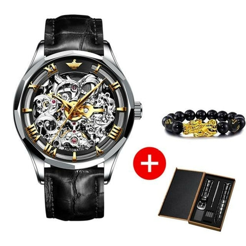 Luxury Men Automatic Mechanical Watch Skeleton Tungsten Steel - The Trendy Accessories Store