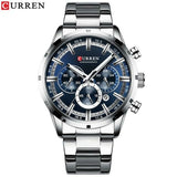 Premium Curren Blue Stainless Steel with Gold Plated Luxury Watch - The Trendy Accessories Store
