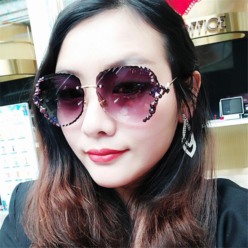 Luxury Oversized Rimless Round Sunglasses Fashion Women Outdoor Shade  Eyeglasses