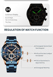 Premium Curren Blue Stainless Steel with Gold Plated Luxury Watch - The Trendy Accessories Store