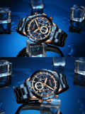 Premium Curren Blue Stainless Steel with Gold Plated Luxury Watch - The Trendy Accessories Store
