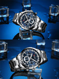 Premium Curren Blue Stainless Steel with Gold Plated Luxury Watch - The Trendy Accessories Store