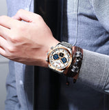 Premium Curren Blue Stainless Steel with Gold Plated Luxury Watch - The Trendy Accessories Store