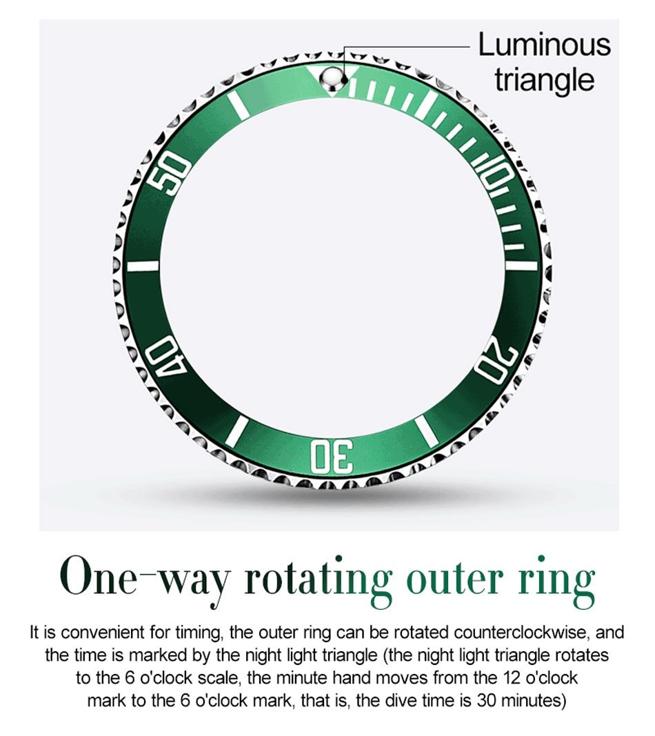 Mens Watches Top Brand Luxury Fashion Waterproof Luminous Hand Green - The Trendy Accessories Store