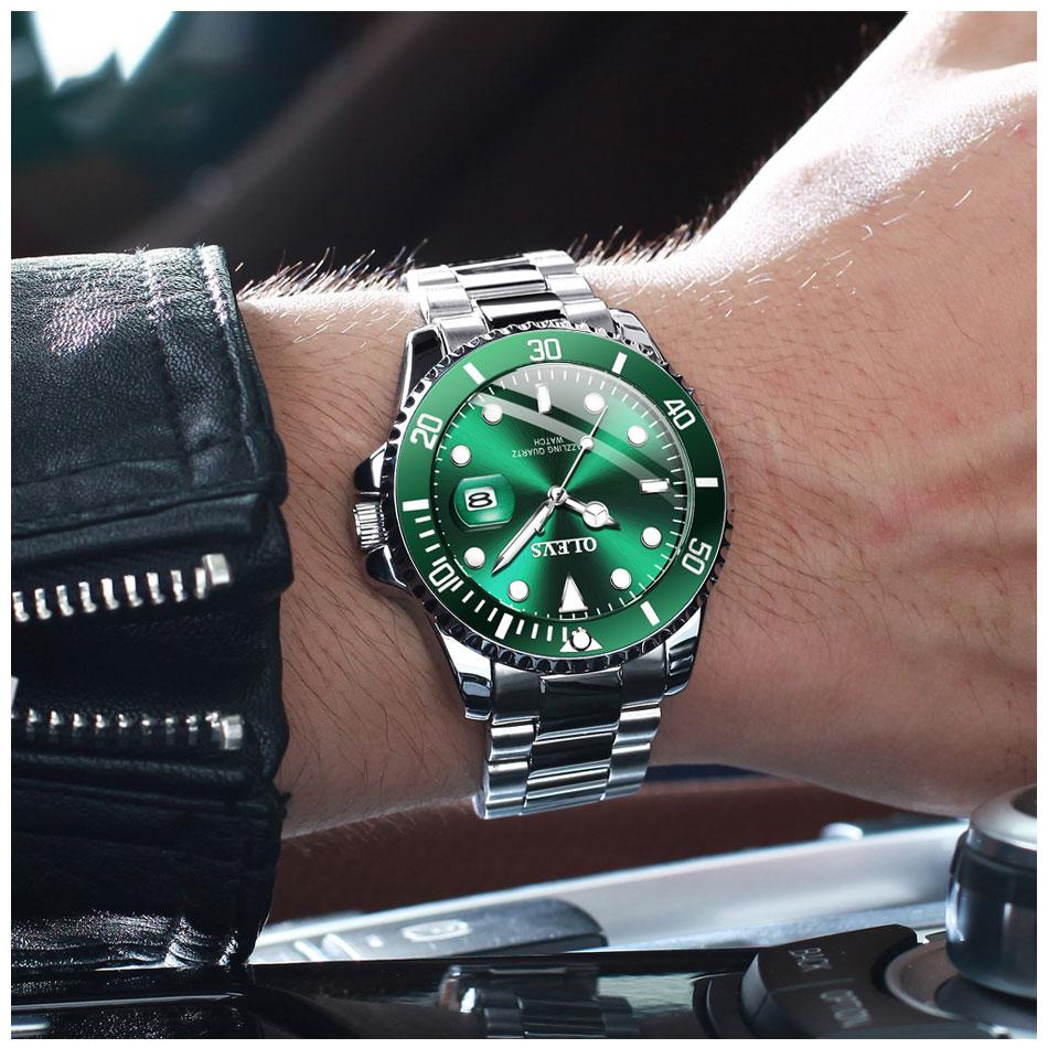 Mens Watches Top Brand Luxury Fashion Waterproof Luminous Hand Green - The Trendy Accessories Store