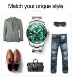 Mens Watches Top Brand Luxury Fashion Waterproof Luminous Hand Green - The Trendy Accessories Store