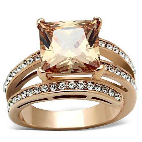 Ion Plating Stainless Steel Rose Gold Ring - The Trendy Accessories Store