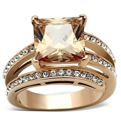 Ion Plating Stainless Steel Rose Gold Ring - The Trendy Accessories Store