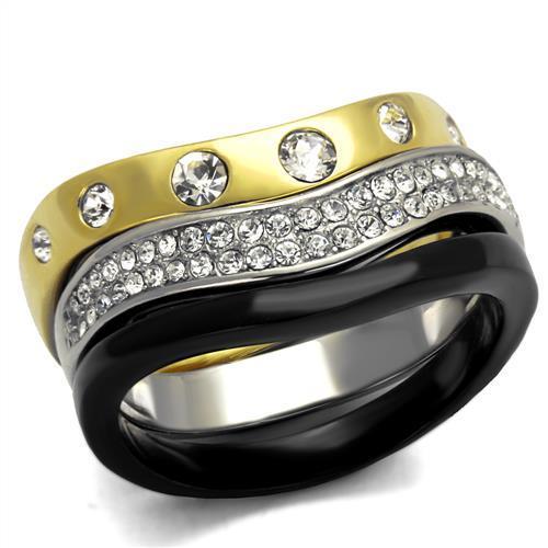 TK2299 IP Gold+ IP Black Stainless Ring - The Trendy Accessories Store