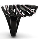 Ion Plated Black Stainless Steel Ring with Rose Crystal - The Trendy Accessories Store
