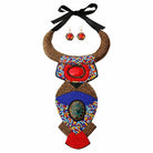 Multi Color Bead Raised Collar Long Bib Necklace Set - The Trendy Accessories Store